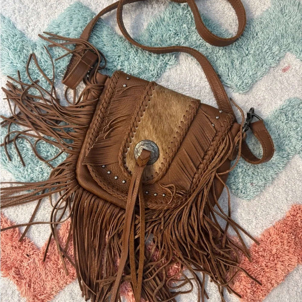 Montana West Brown Leather Fringe Crossbody Bag - Picture 1 of 11